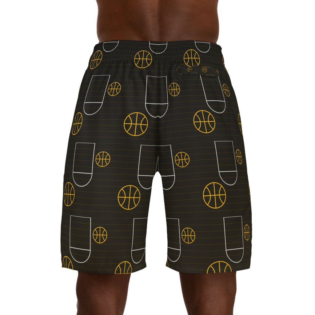 Basketball Gold Rush Court Seam Men's Athletic Shorts with Pockets