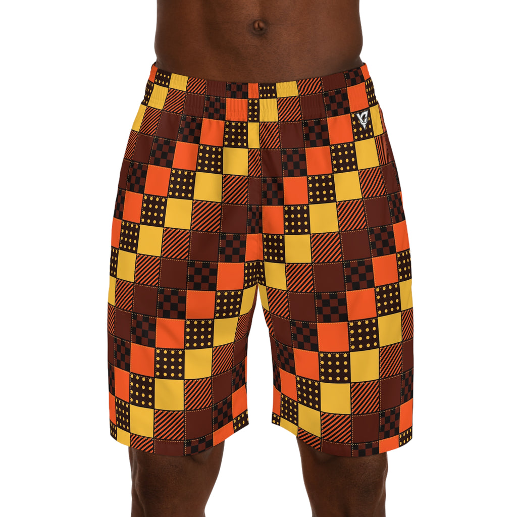 Men's Bonfire Patchwork Performance Jogger Athletic Shorts with Pockets