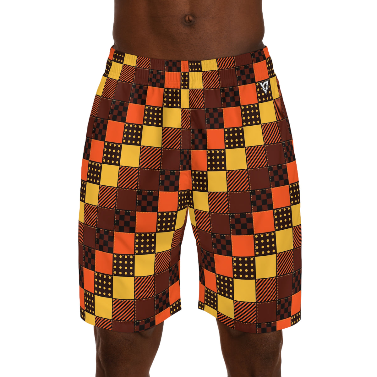 Men's Bonfire Patchwork Performance Jogger Athletic Shorts with Pockets
