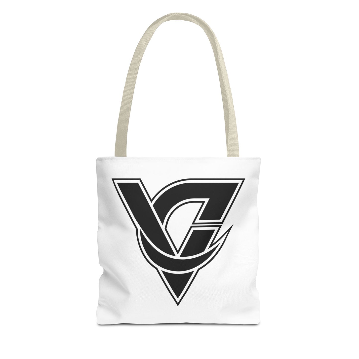 Monogram V Triangle Tote Bag – Bold Black Logo All-Over Print