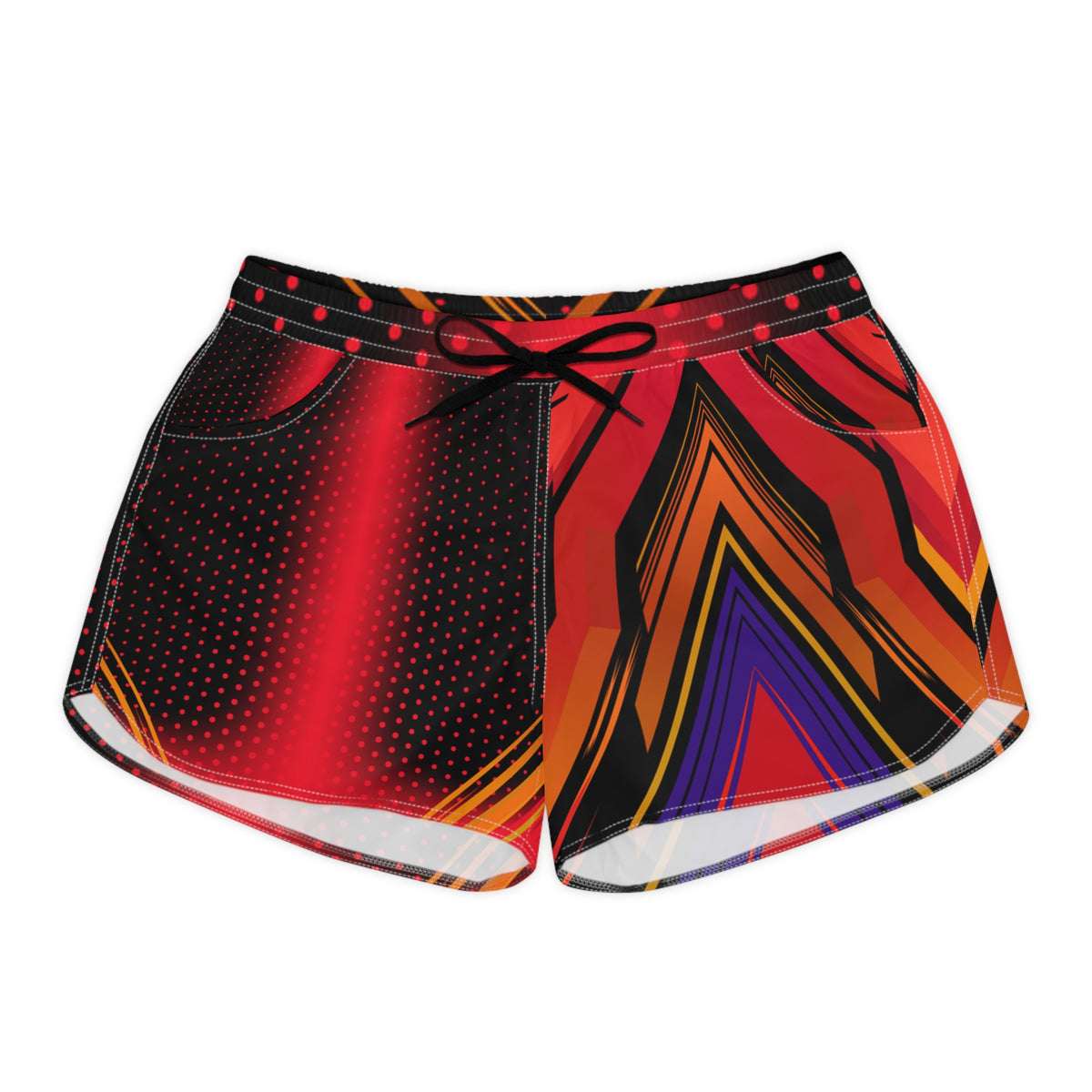 Women's Multipurpose Athletic Shorts with Pockets | Red Geometric