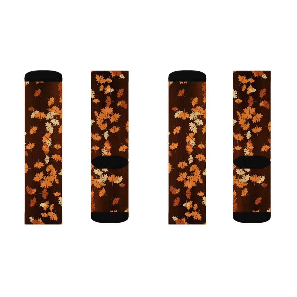 Pumpkin Falling Leaves Athletic Crew Socks