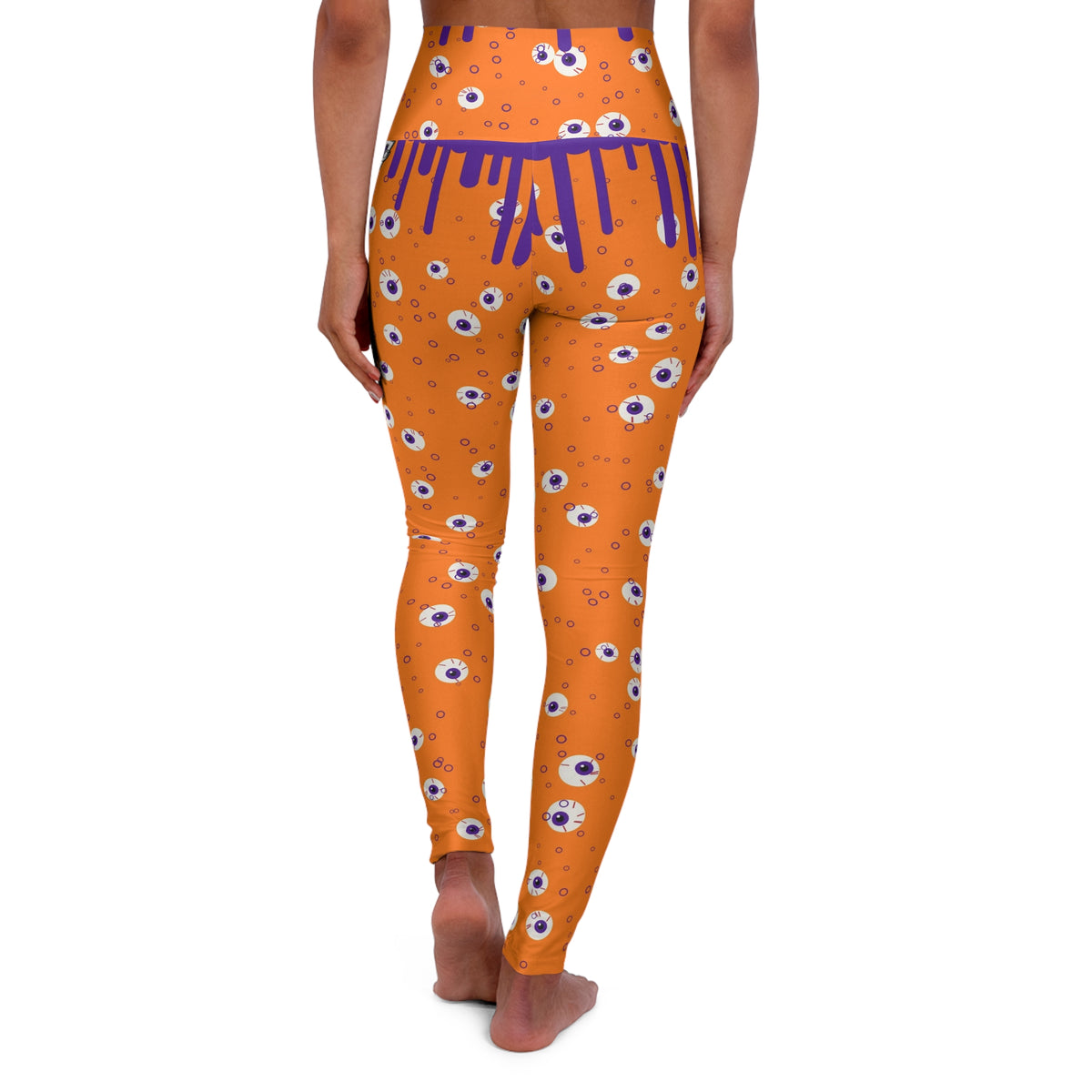 Halloween Pumpkin Orange Slime Drip High-Waisted Yoga Leggings (AOP)