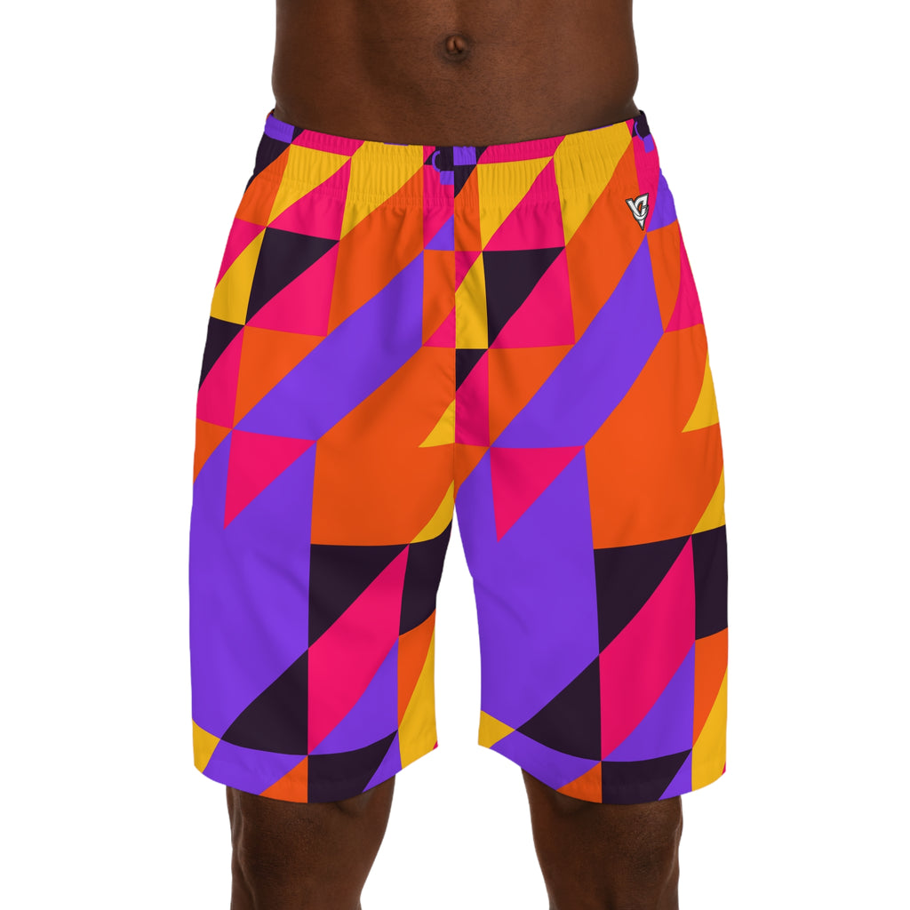 Combat Sports Berry Blast Prism Block Men's Athletic Shorts with Pockets