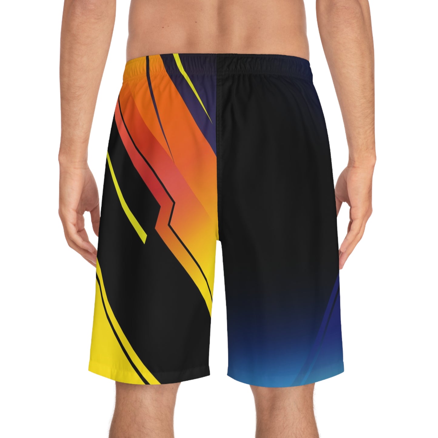 Men's Athletic Board Shorts – Retro Gradient Lightning Graphic