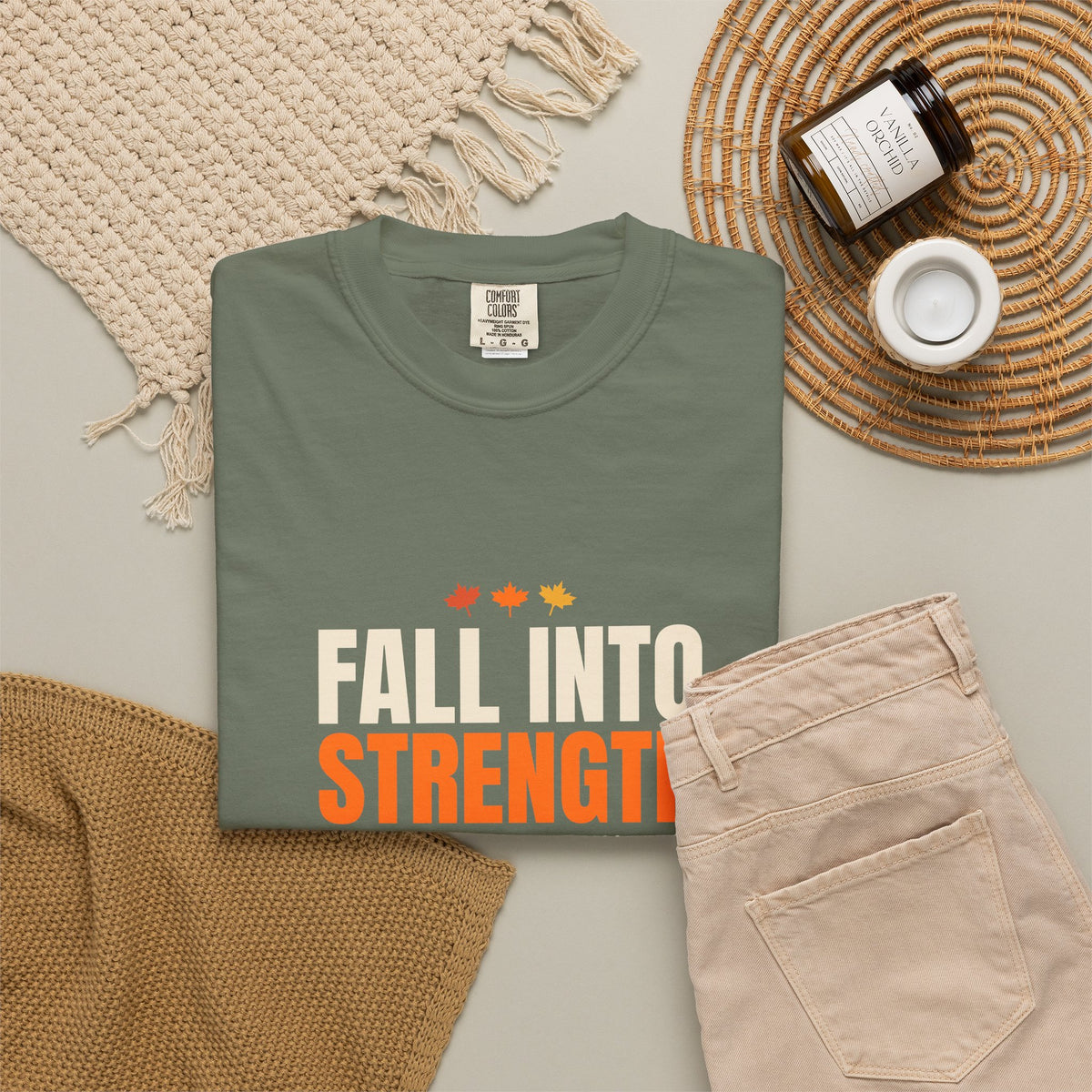 Fall Into Strength | Women's Garment-Dyed Graphic Tee