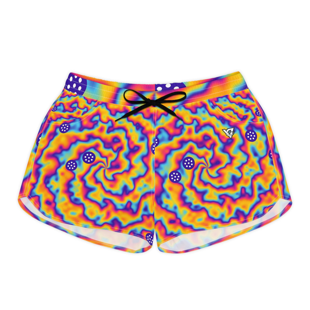 Pickleball Sunrise Punch Tie-Dye Spin Women's Athletic Shorts with Pockets