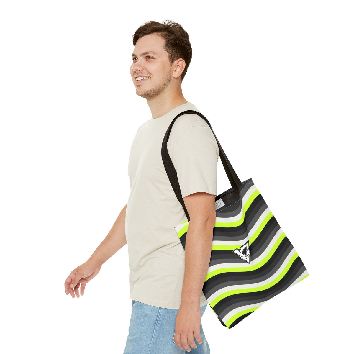Graphite Wave Tote Bag — All-Over Print Gym & Everyday Tote