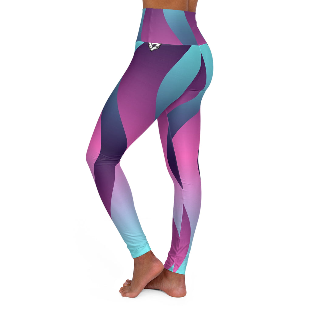 Vaporwave Wave High-Waisted Yoga Leggings