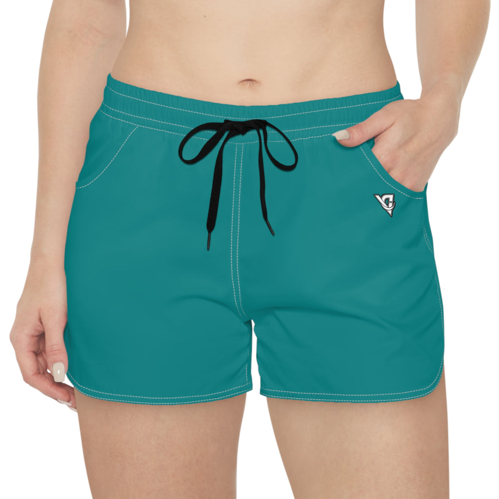Vantacore Solid Teal Women's Athletic Shorts with Pockets