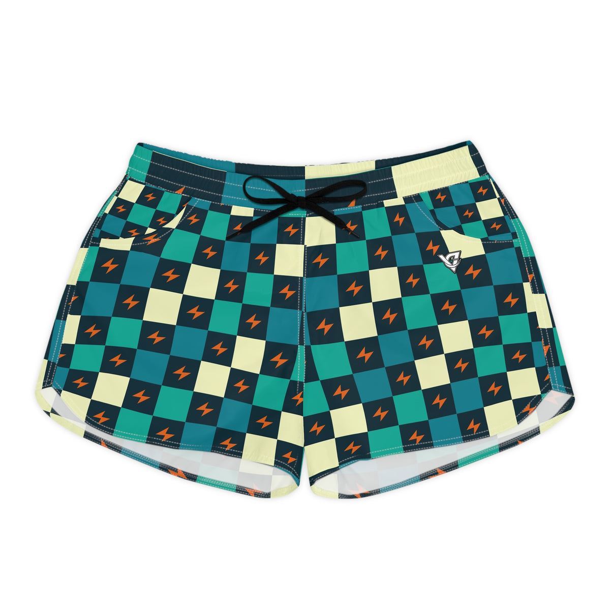 Running Peacock Checker Drive Women's Athletic Shorts with Pockets