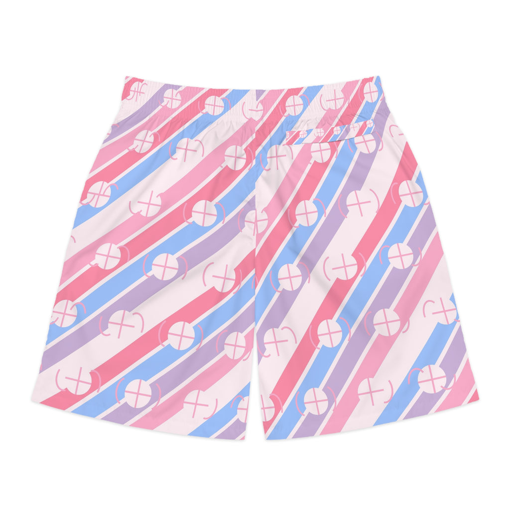 Basketball Cotton Candy Stripe Surge Men's Athletic Shorts with Pockets