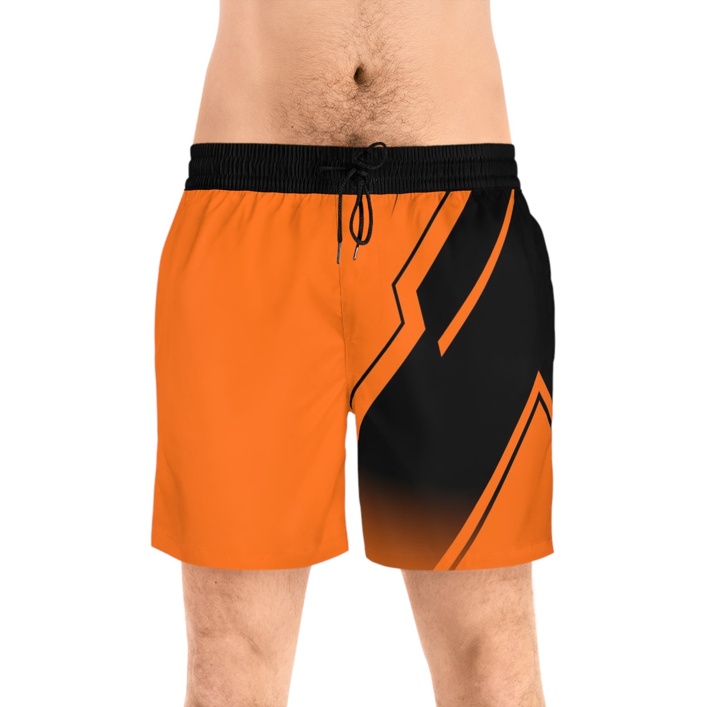 Men's Orange Black Athletic Jogger Shorts Lightweight Sports & Lounge Wear - No Pockets