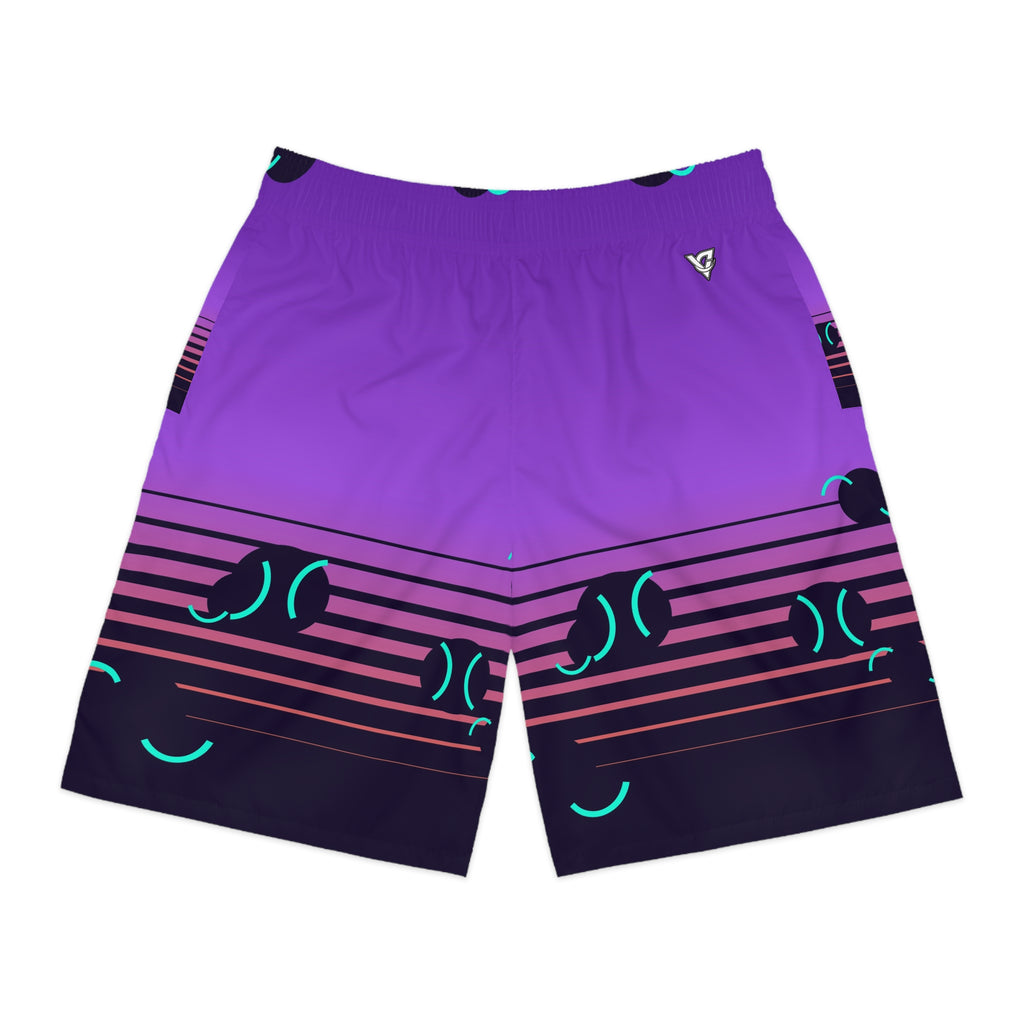 Tennis Galaxy Glow Horizon Fade Men's Athletic Shorts with Pockets