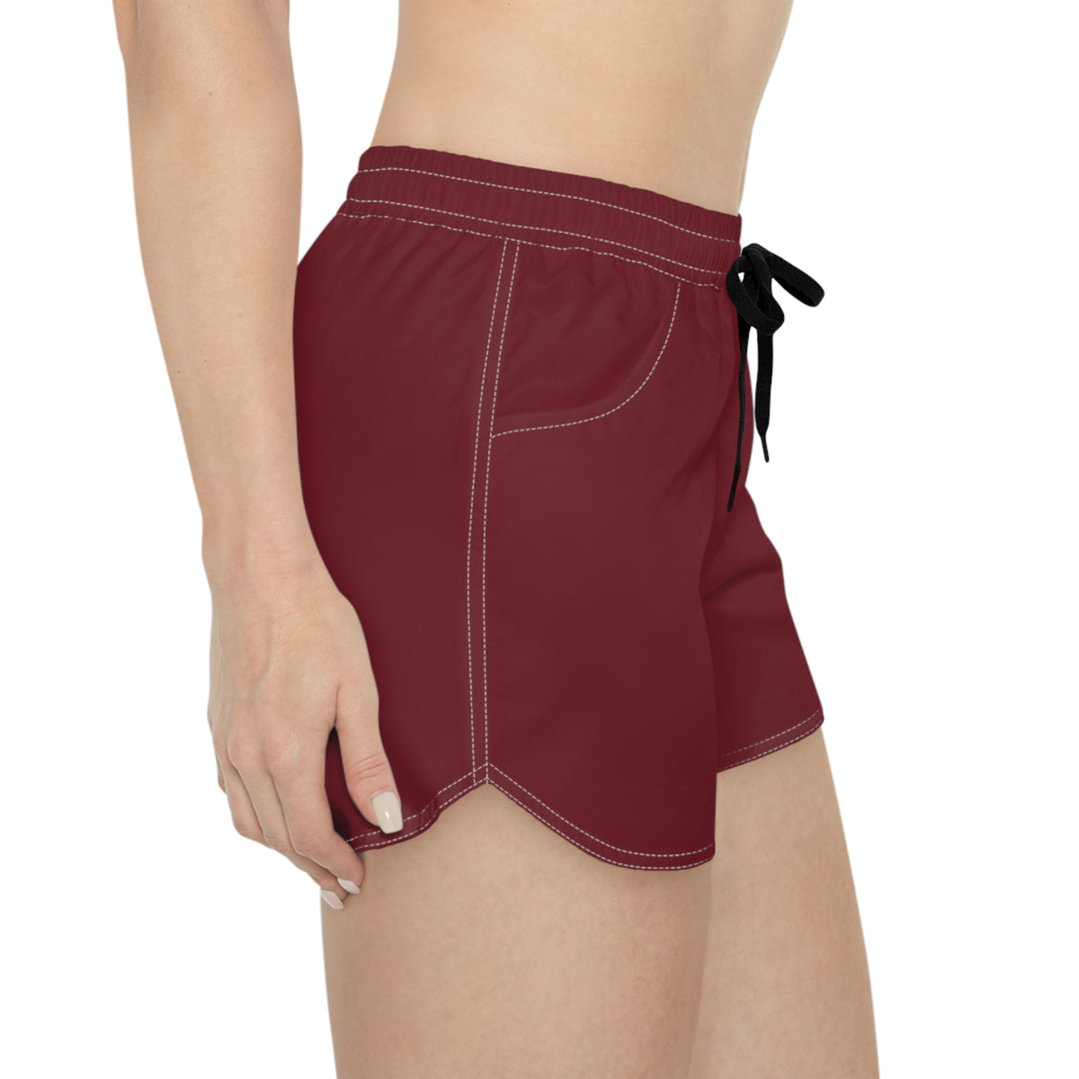 Vantacore Solid Maroon Women's Athletic Shorts with Pockets