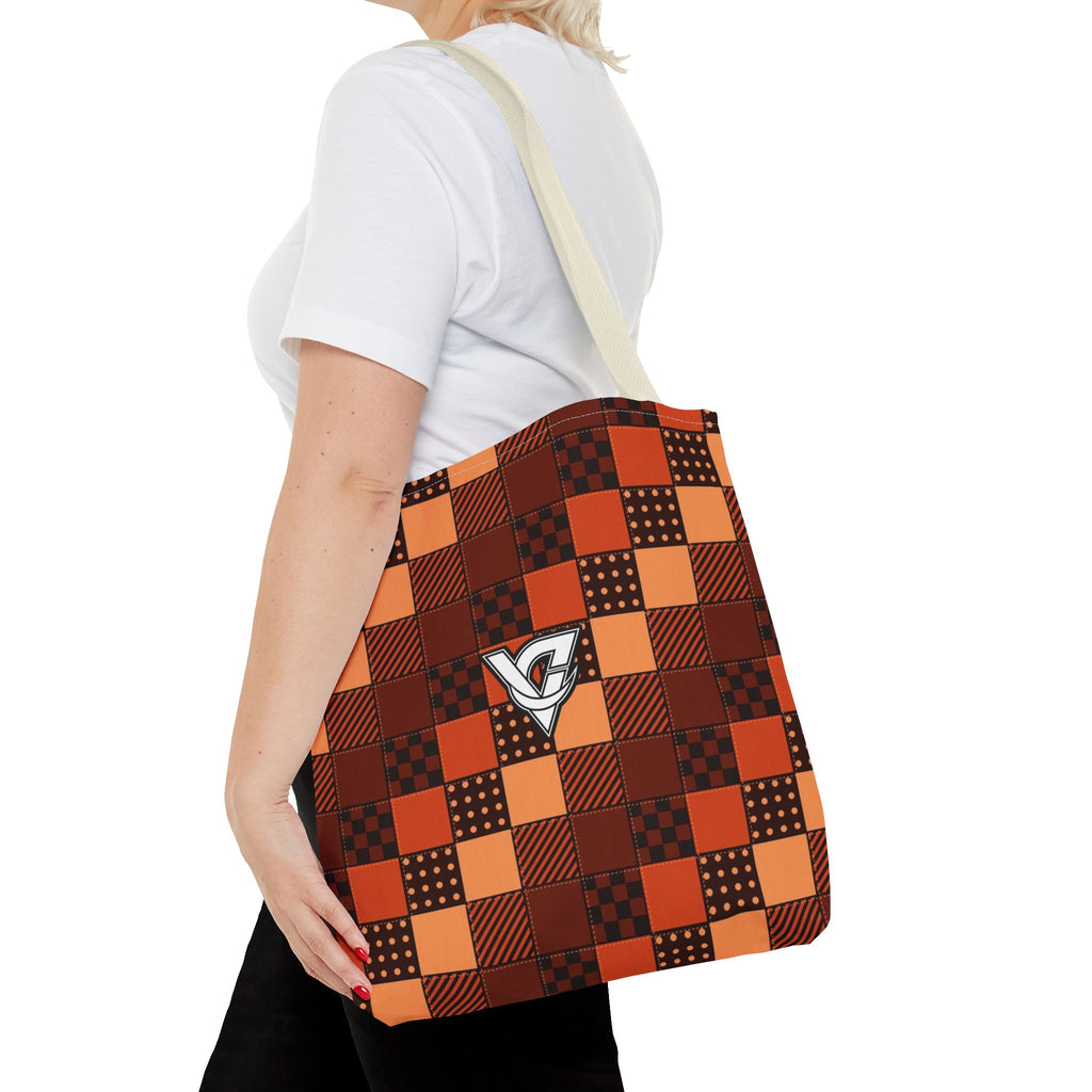 Rust Patchwork Tote Bag — All-Over Print Gym & Everyday Tote