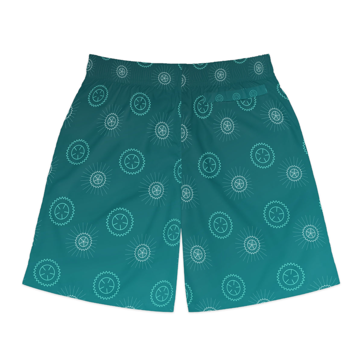 Cycling Teal Wave Chainring Men's Athletic Shorts with Pockets