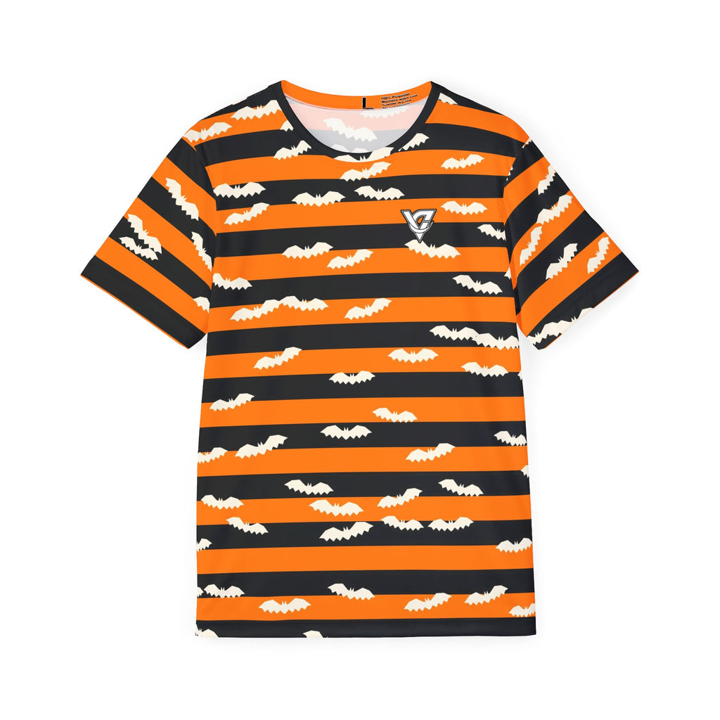 Halloween Pumpkin Orange Bat Stripe Multipurpose Athletic Shirt