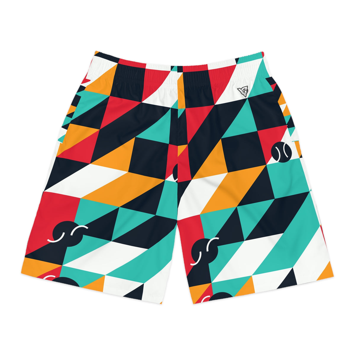 Tennis Aqua Volt Prism Block Men's Athletic Shorts with Pockets