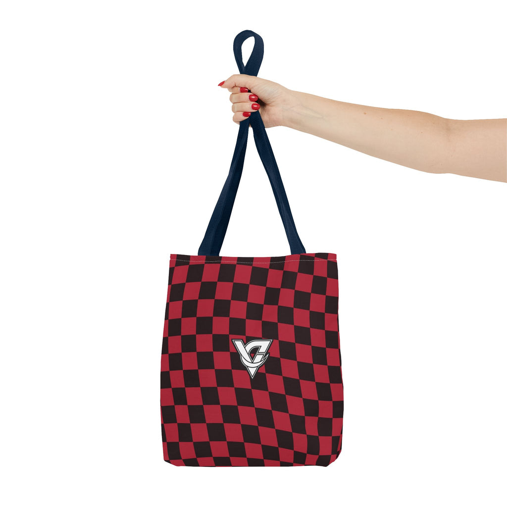 Spiced Wine Warp Check Tote Bag — All-Over Print Gym & Everyday Tote