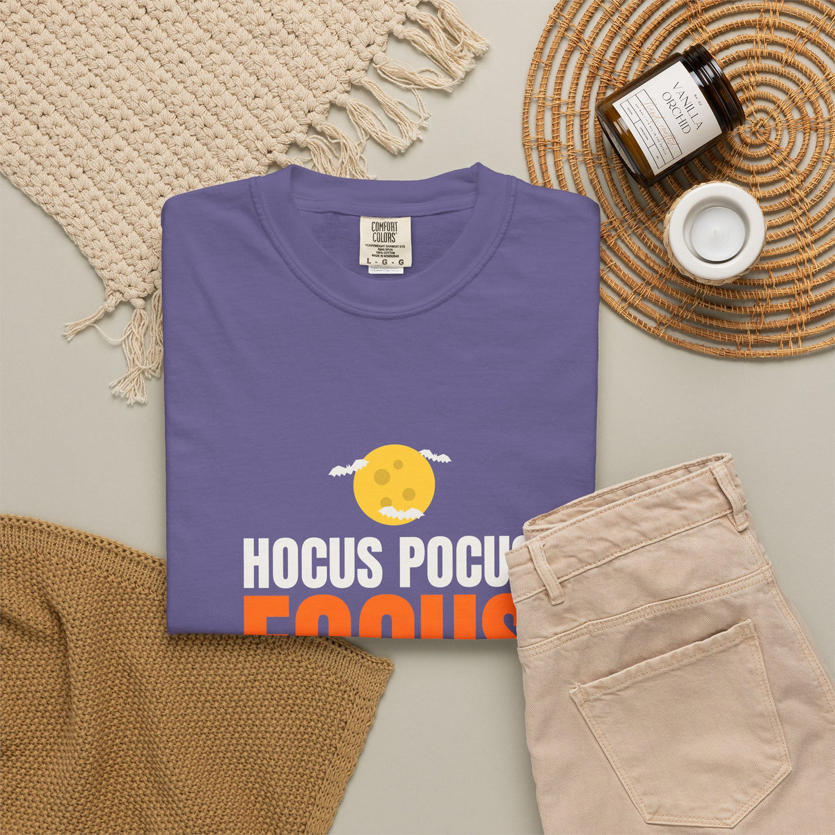 Hocus Pocus Focus | Women's Halloween Garment-Dyed Graphic Tee