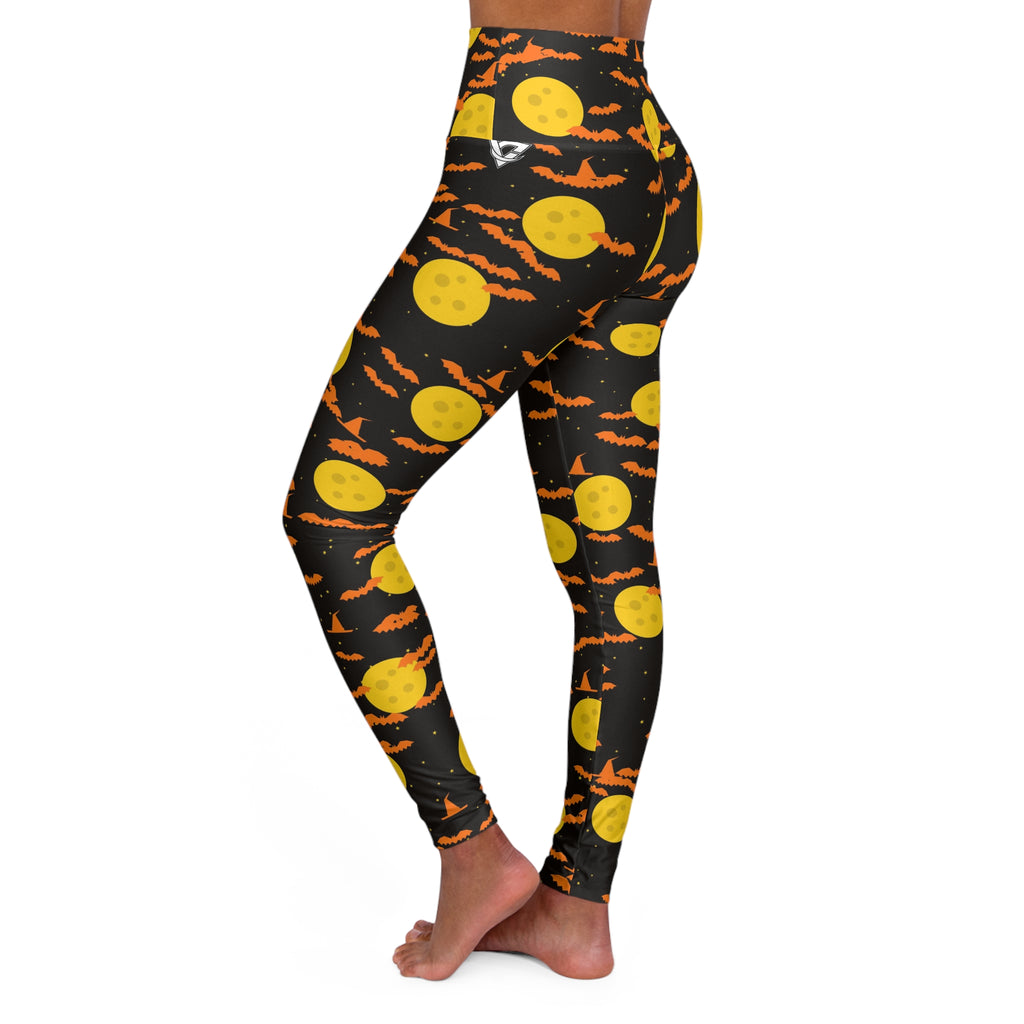Halloween Candy Corn Haunted Moon High-Waisted Yoga Leggings