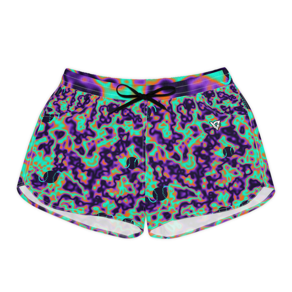Baseball & Softball Galaxy Glow Marble Flow Women's Athletic Shorts with Pockets