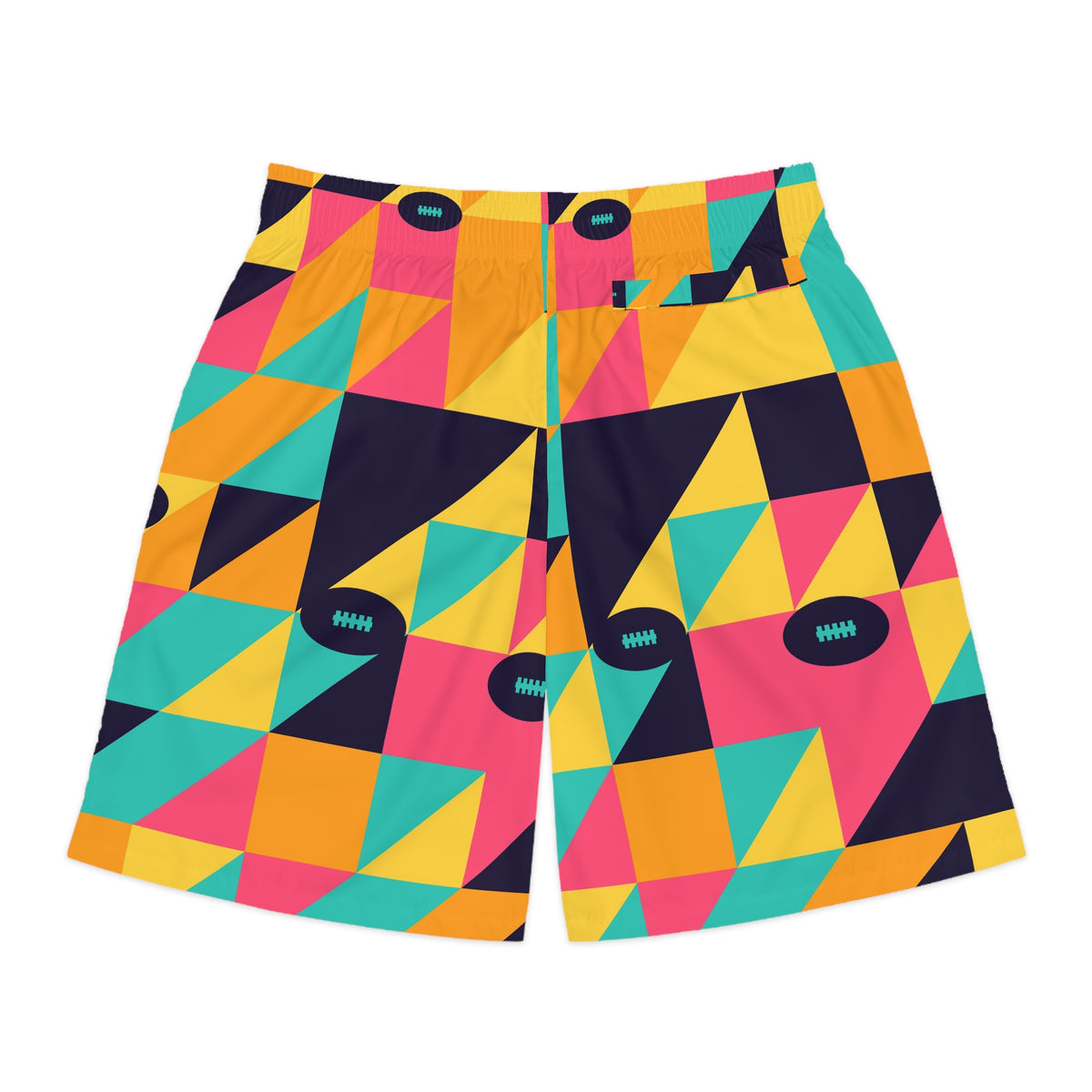Football Electric Mango Prism Block Men's Athletic Shorts with Pockets