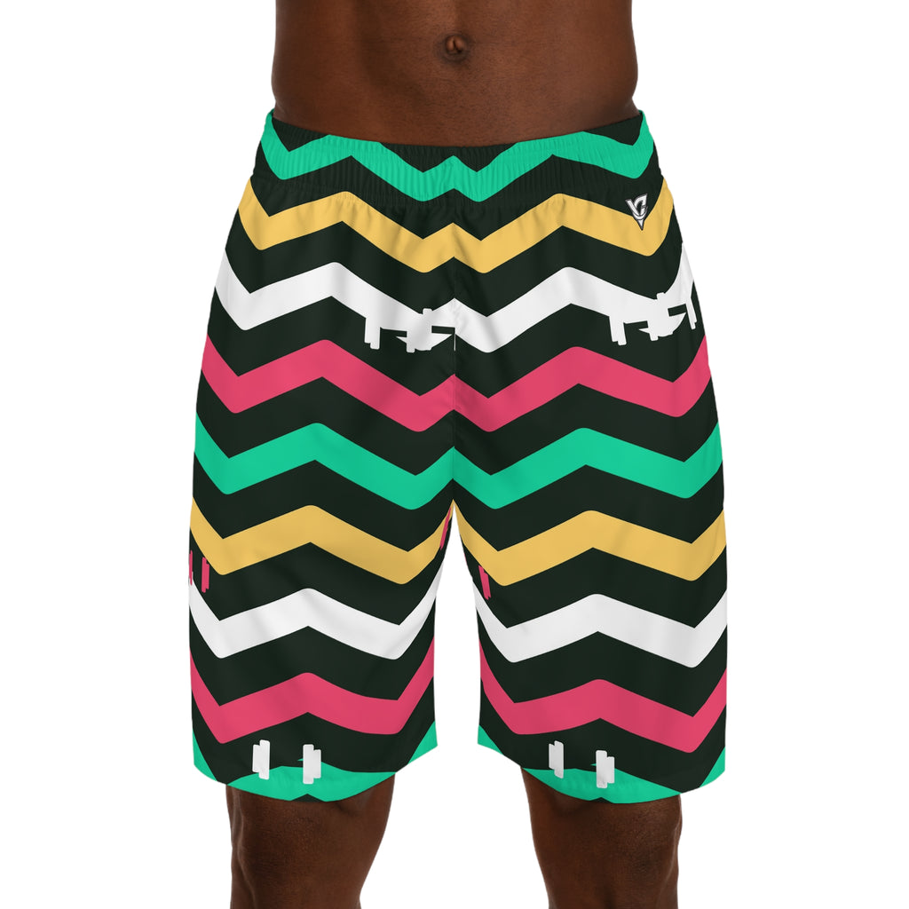 Training & Gym Watermelon Chevron Rush Men's Athletic Shorts with Pockets