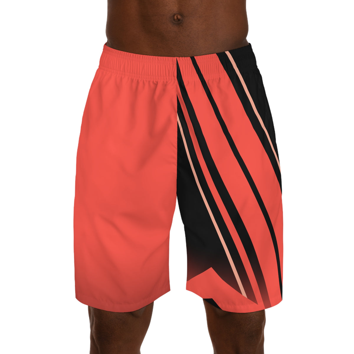 Men's Sunset Coral & Black Running Jogger Shorts with Pockets — Athletic Performance