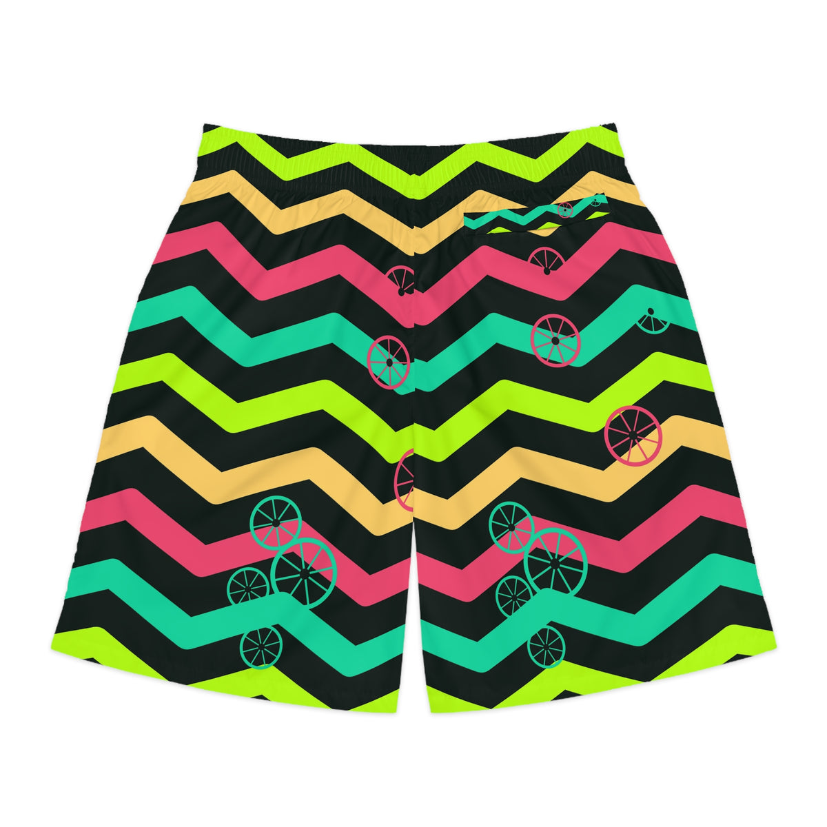 Cycling Emerald Zest Chevron Rush Men's Athletic Shorts with Pockets