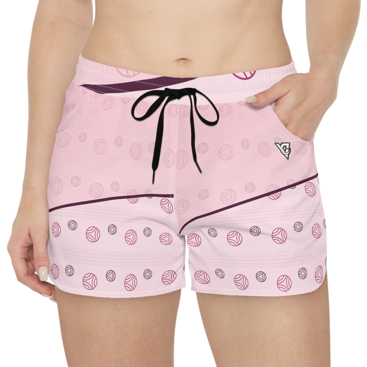 Volleyball Blush Rose Spike Panel Women's Athletic Shorts with Pockets