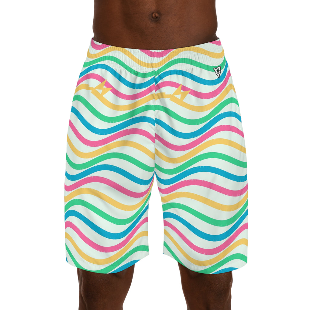 Running Mint Sorbet Wave Rider Men's Athletic Shorts with Pockets