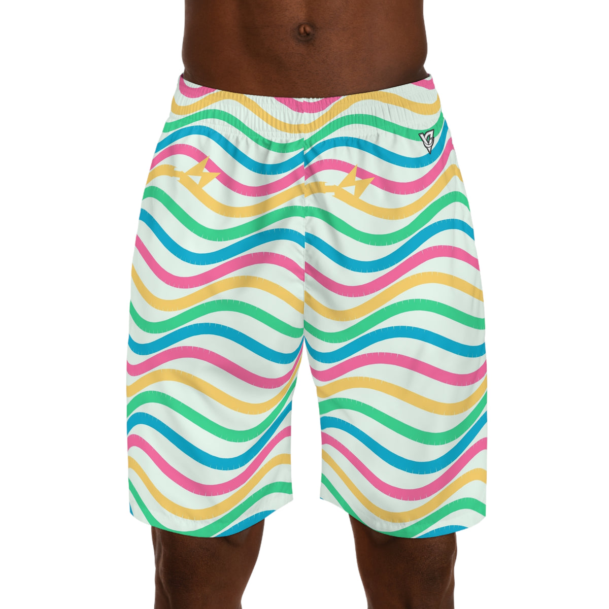 Running Mint Sorbet Wave Rider Men's Athletic Shorts with Pockets