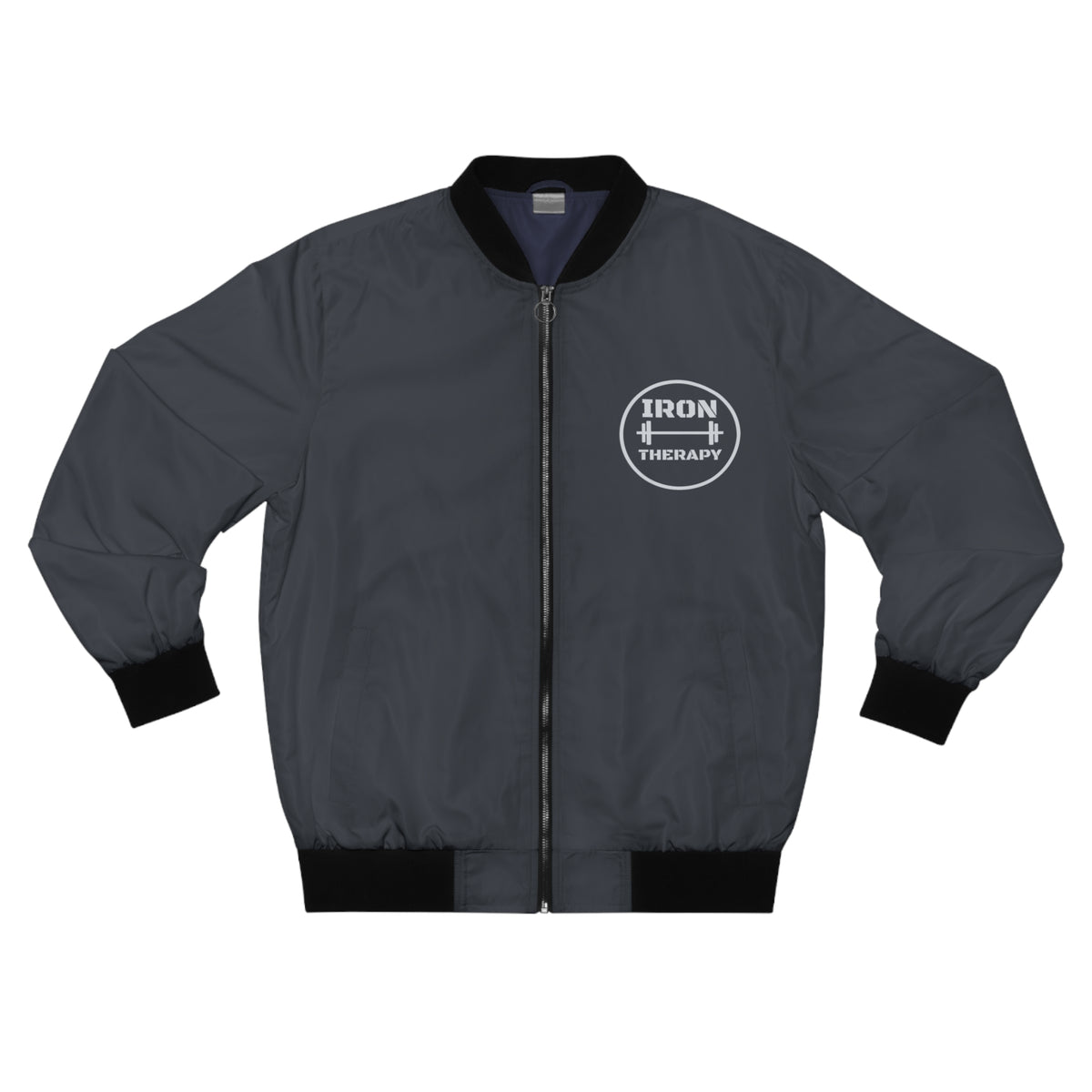 Men's Iron Therapy Bomber Jacket – Gunmetal Motivational Gym Jacket