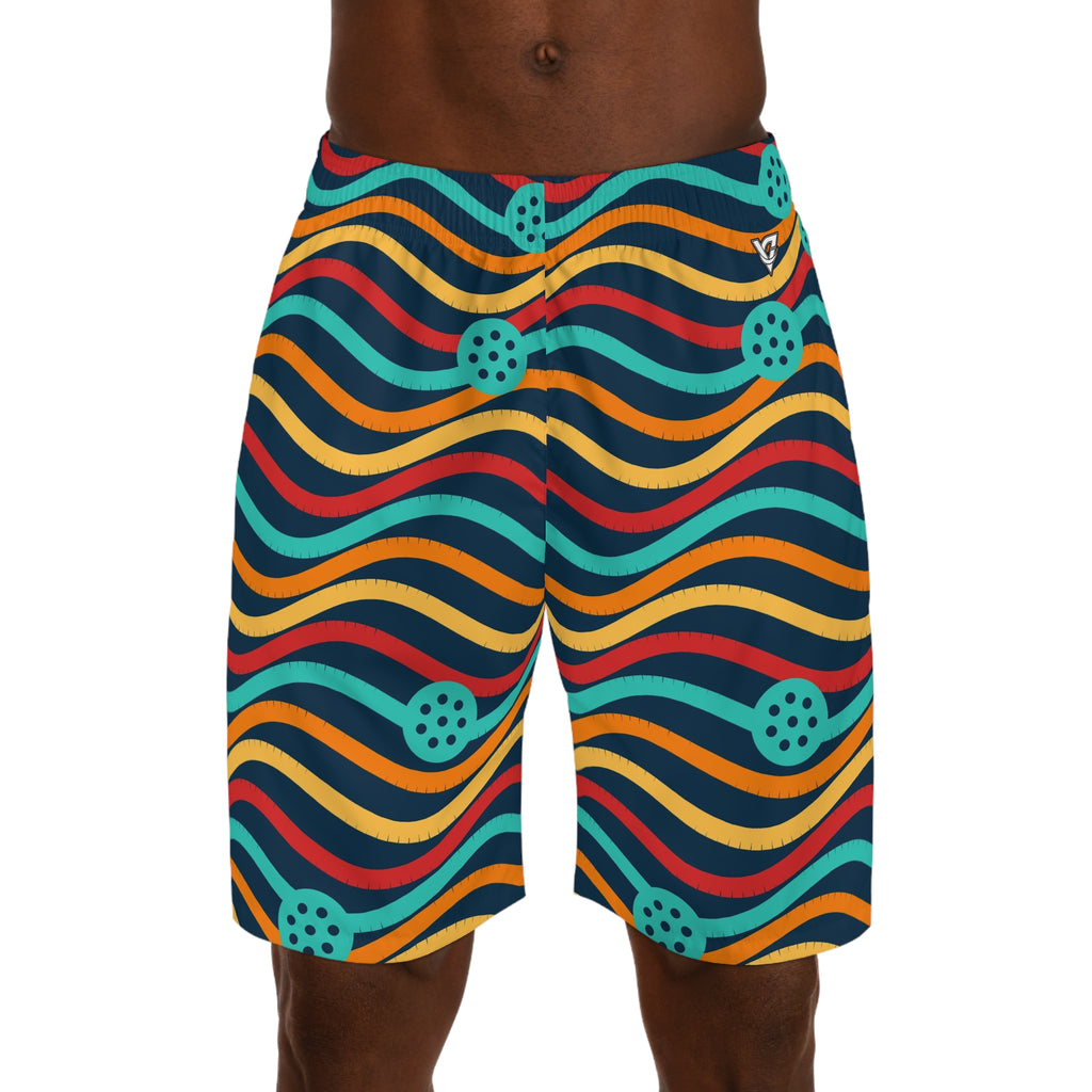 Pickleball Tropic Heat Wave Rider Men's Athletic Shorts with Pockets