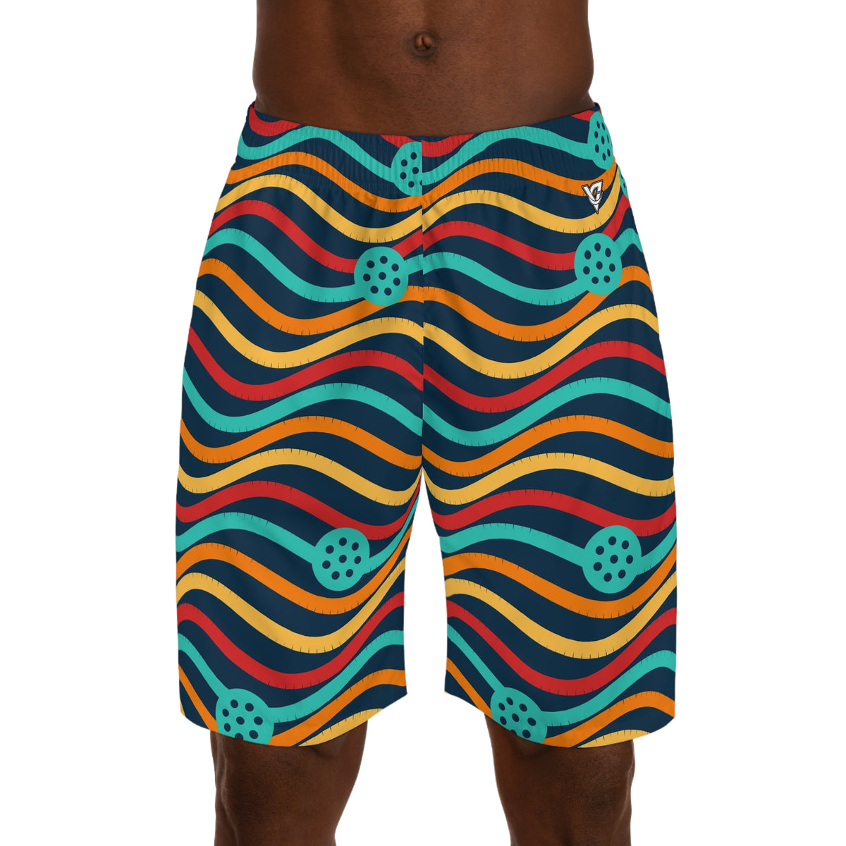 Pickleball Tropic Heat Wave Rider Men's Athletic Shorts with Pockets