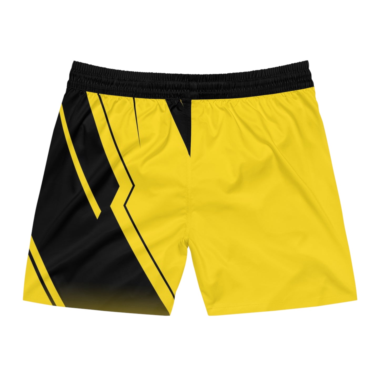 Men's Yellow Black Athletic Jogger Shorts Bold Geometric Sportwear - No Pockets
