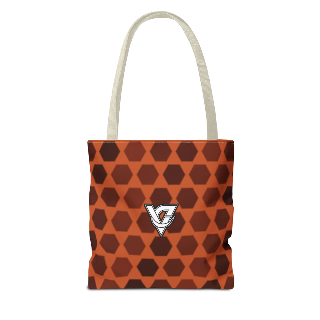 Auburn Hex Grid Tote Bag — All-Over Print Gym & Everyday Tote