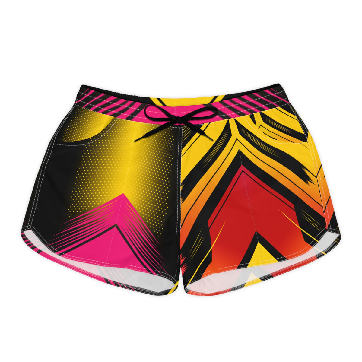 Women's Multipurpose Athletic Shorts with Pockets | Neon Chevron