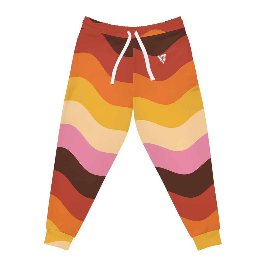 Women's Retro Waves Joggers – Colorful All-Over Print Athletic Jogger Pants