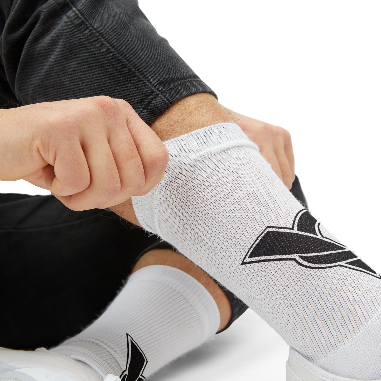 Custom Sublimation Crew Socks with Black Logo – Athletic Graphic Socks