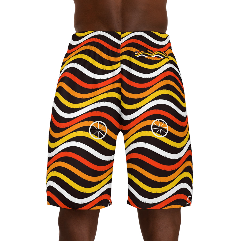 Cycling Solar Flare Wave Rider Men's Athletic Shorts with Pockets