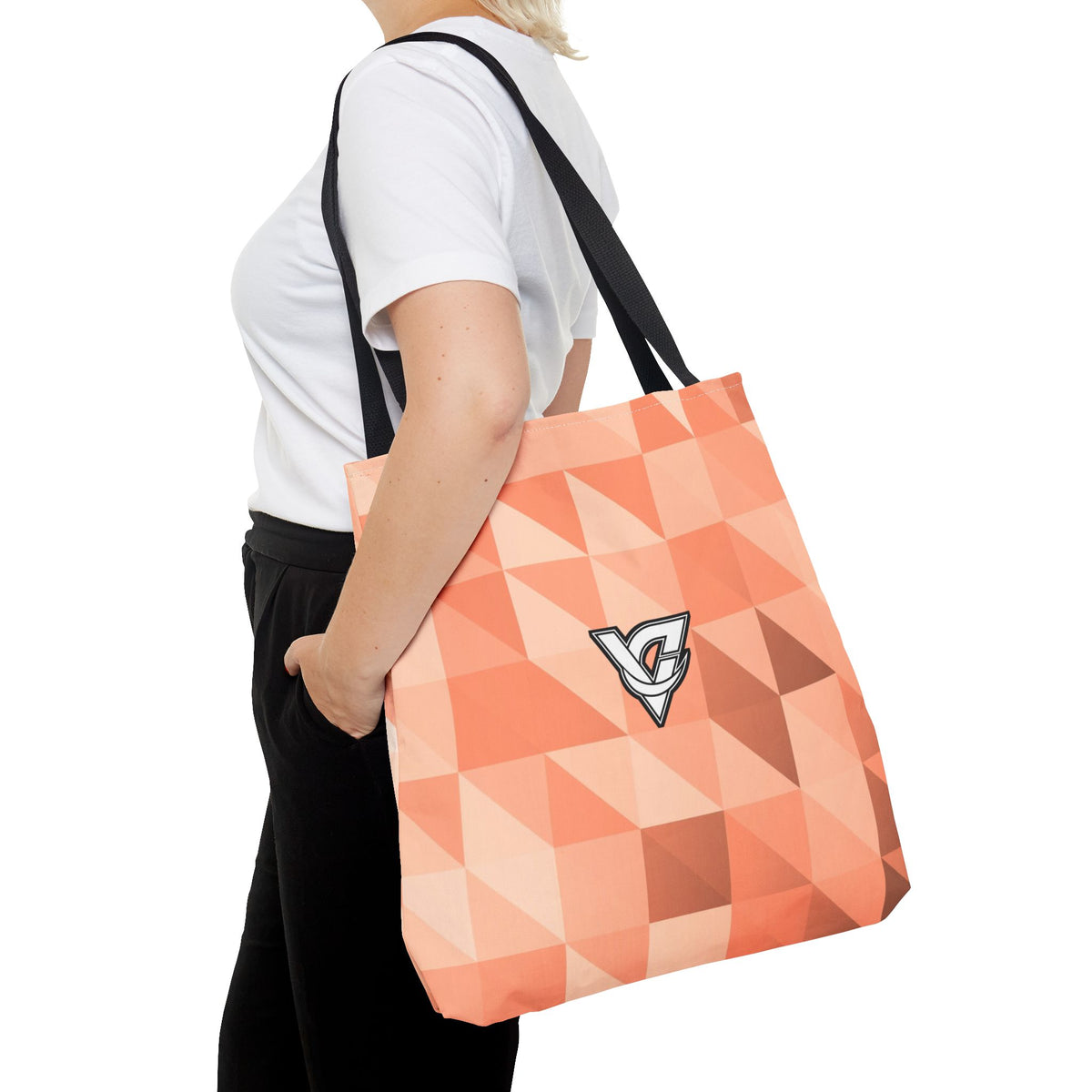 Peach Low-Poly Tote Bag — All-Over Print Gym & Everyday Tote
