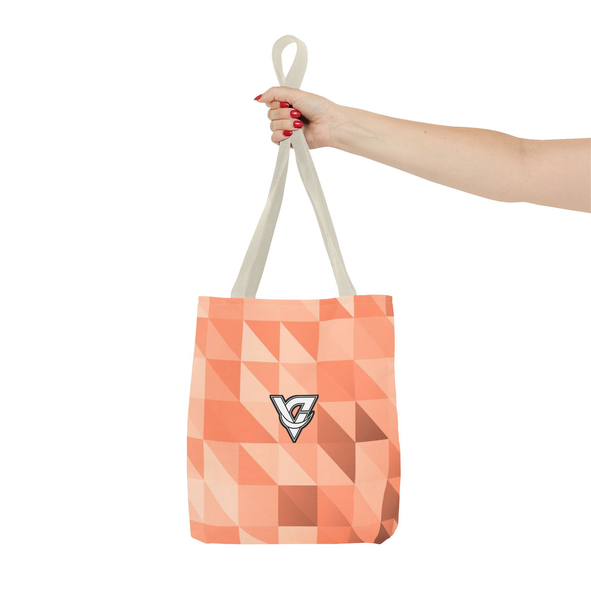 Peach Low-Poly Tote Bag — All-Over Print Gym & Everyday Tote