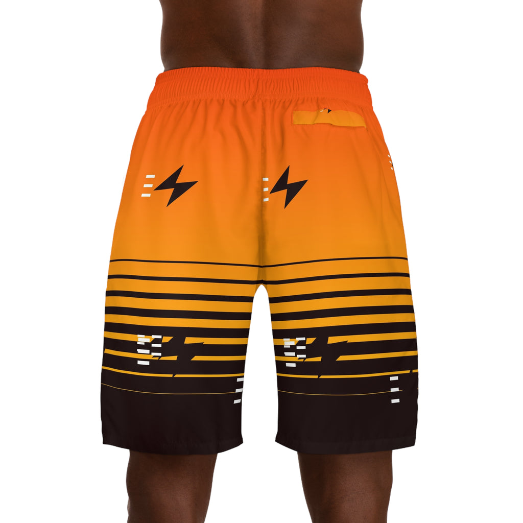 Running Solar Flare Horizon Fade Men's Athletic Shorts with Pockets