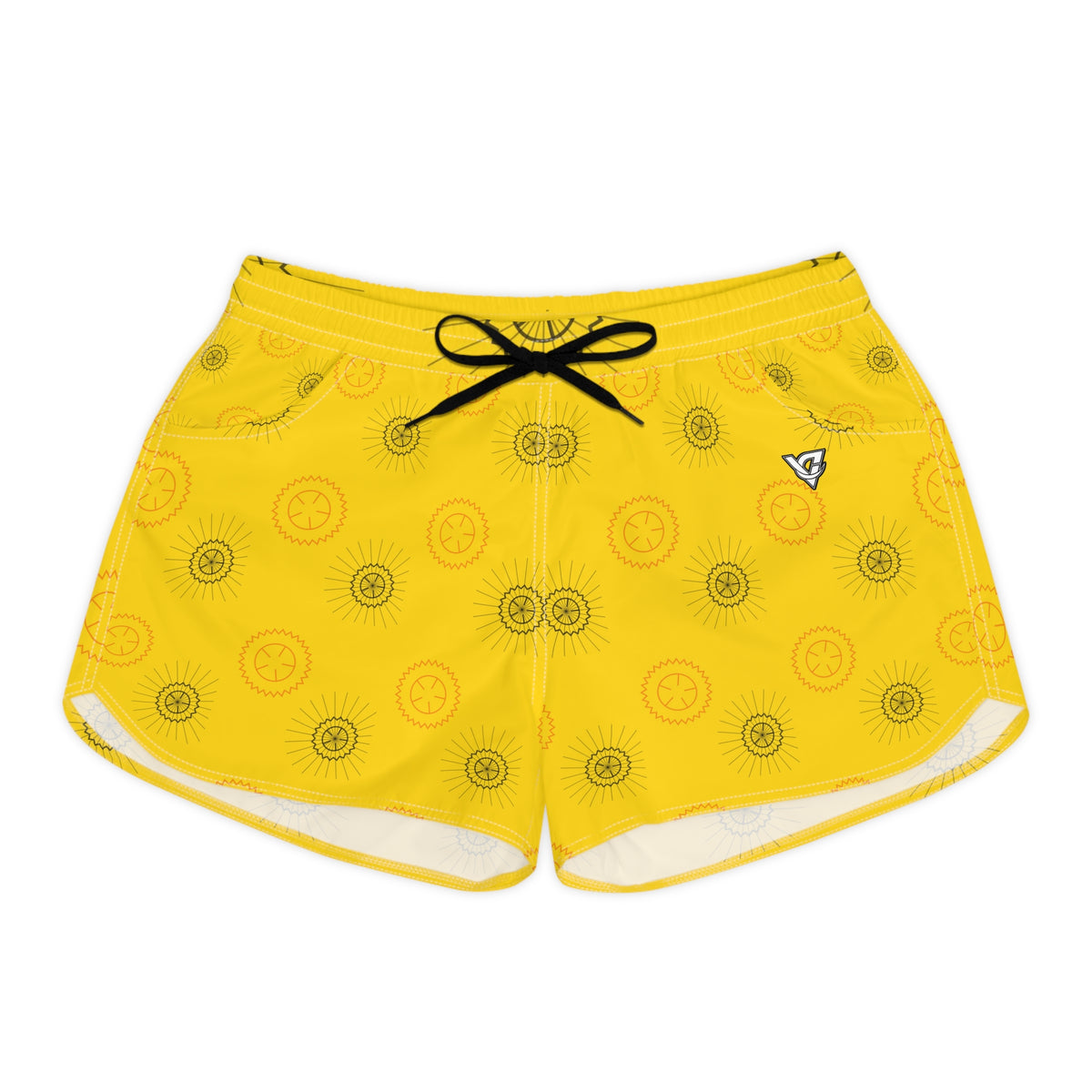 Cycling Neon Citrus Chainring Women's Athletic Shorts with Pockets