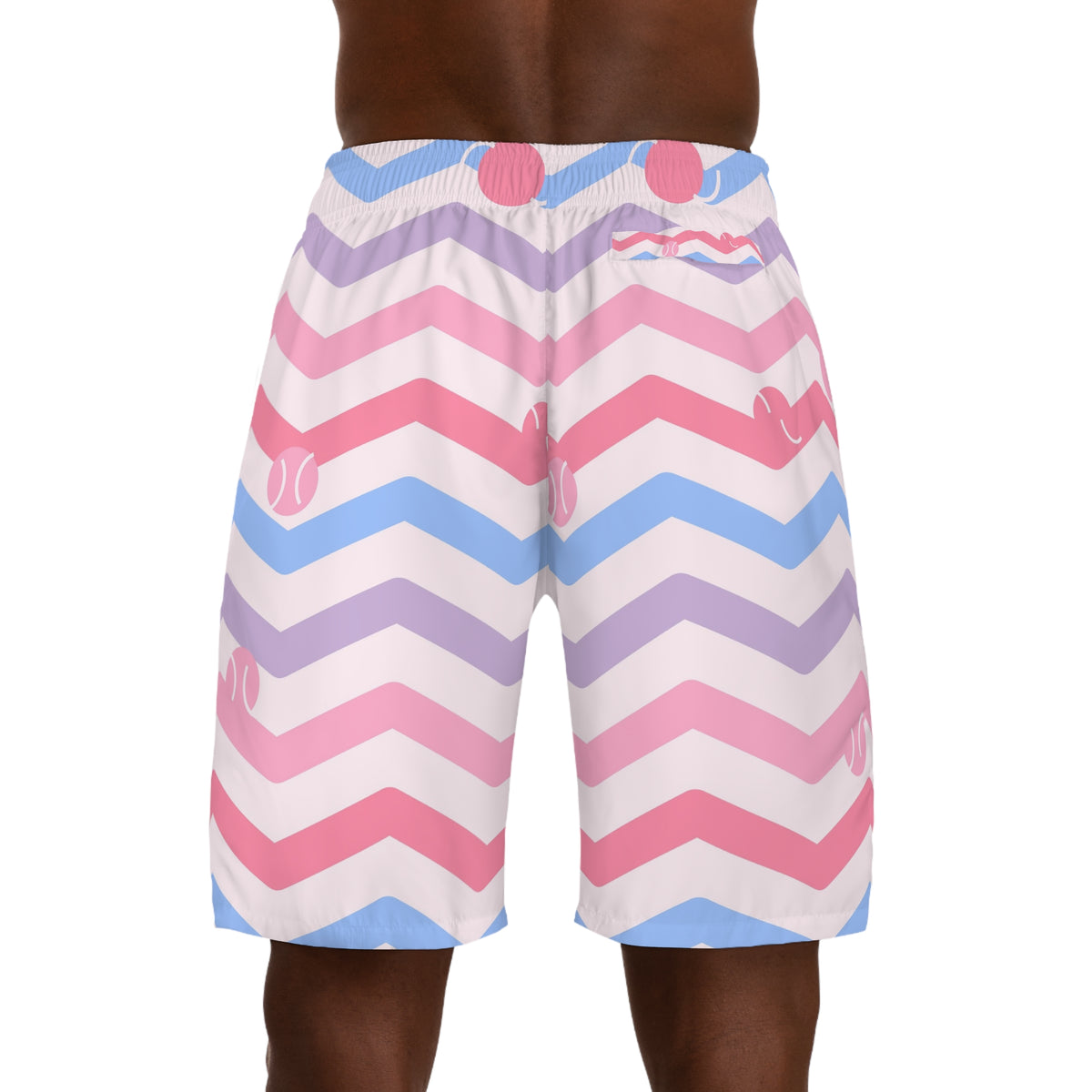 Tennis Cotton Candy Chevron Rush Men's Athletic Shorts with Pockets
