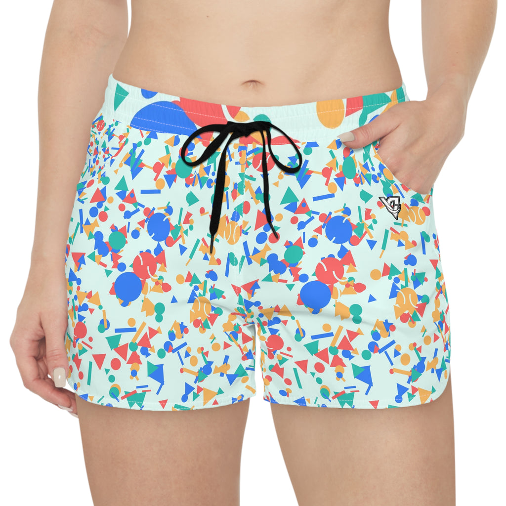 Tennis Sea Glass Confetti Pop Women's Athletic Shorts with Pockets