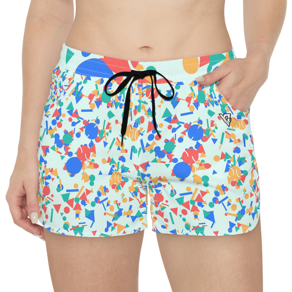 Tennis Sea Glass Confetti Pop Women's Athletic Shorts with Pockets